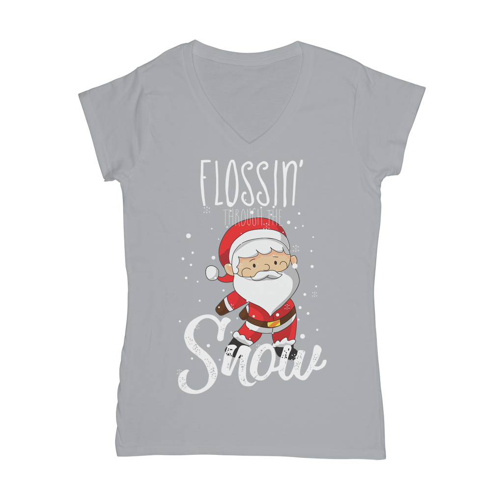 "Flossin' Through The Snow" V-Neck Shirt for Women
