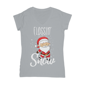 "Flossin' Through The Snow" V-Neck Shirt for Women