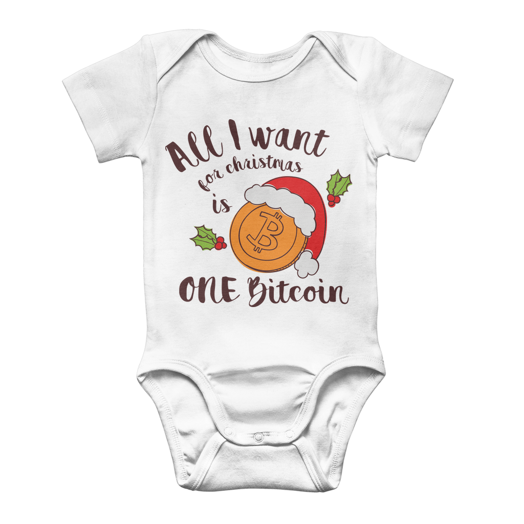 "All I Want for Christmas is One Bitcoin" Funny Baby Onesie