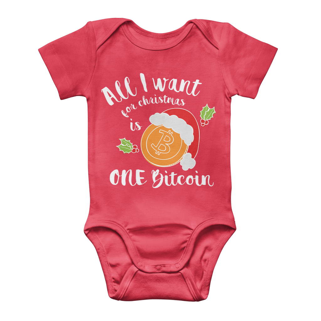"All I Want for Christmas is One Bitcoin" Funny Baby Onesie