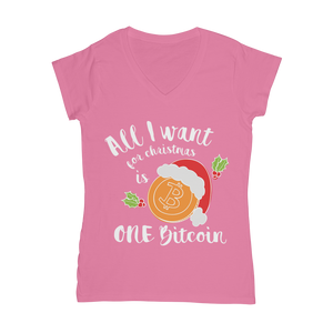 "All I Want for Christmas is One Bitcoin" V-Neck Shirt for Women