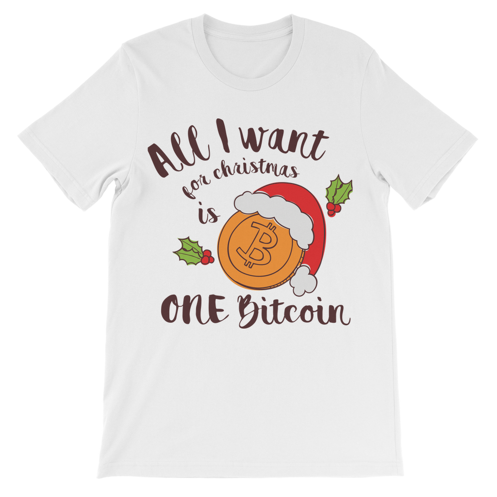 "All I Want for Christmas is One Bitcoin" ﻿Unisex Shirt for Kids