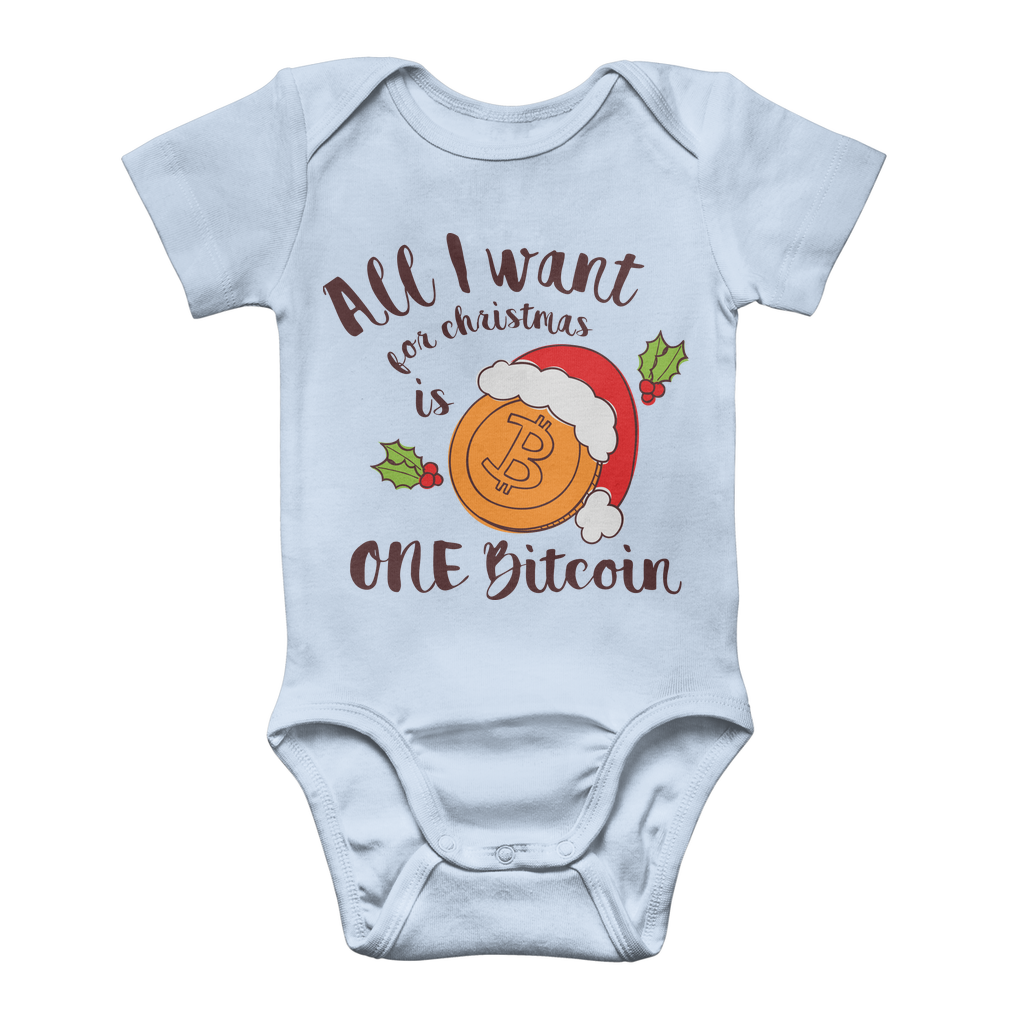 "All I Want for Christmas is One Bitcoin" Funny Baby Onesie