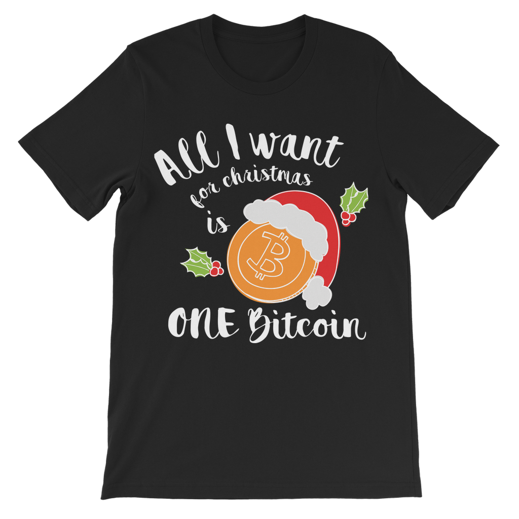 "All I Want for Christmas is One Bitcoin" ﻿Unisex Shirt for Kids