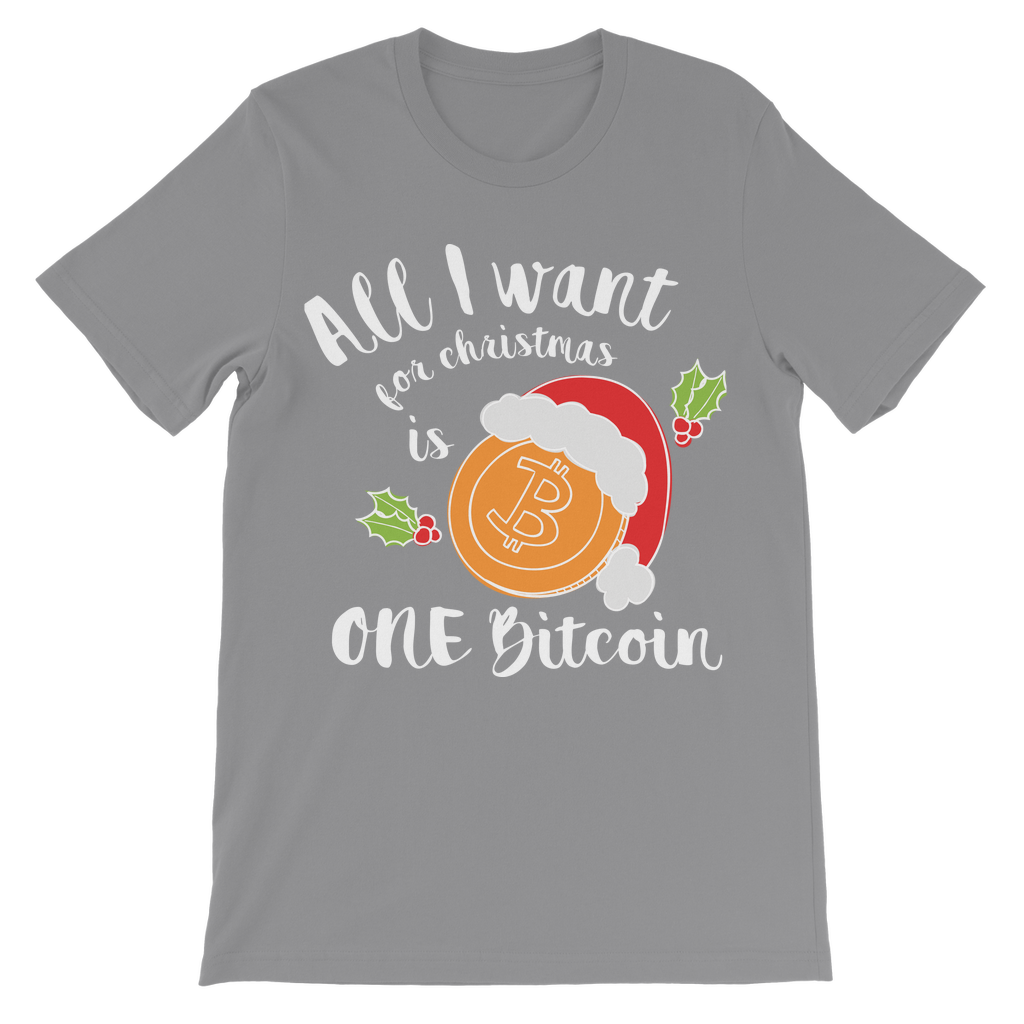 "All I Want for Christmas is One Bitcoin" ﻿Unisex Shirt for Kids