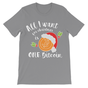 "All I Want for Christmas is One Bitcoin" ﻿Unisex Shirt for Kids
