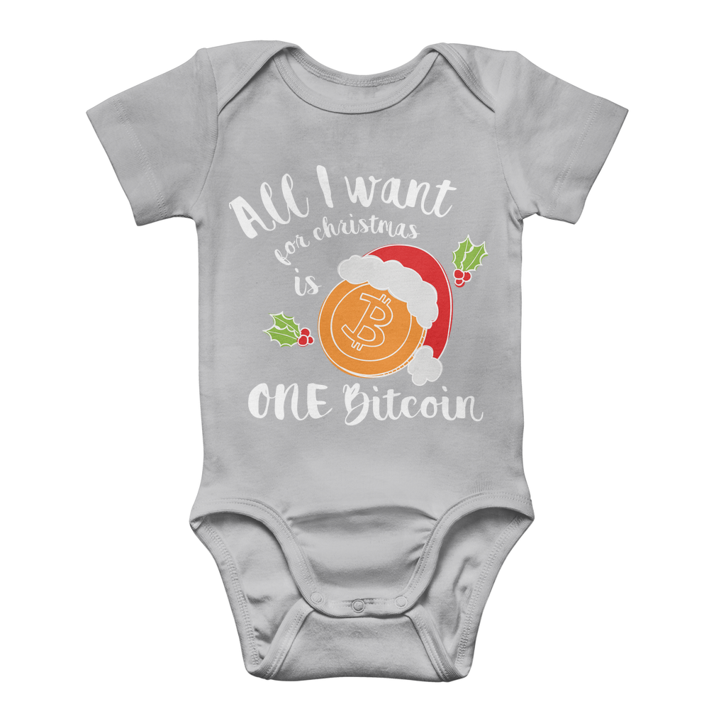 "All I Want for Christmas is One Bitcoin" Funny Baby Onesie