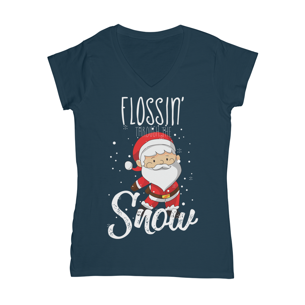 "Flossin' Through The Snow" V-Neck Shirt for Women