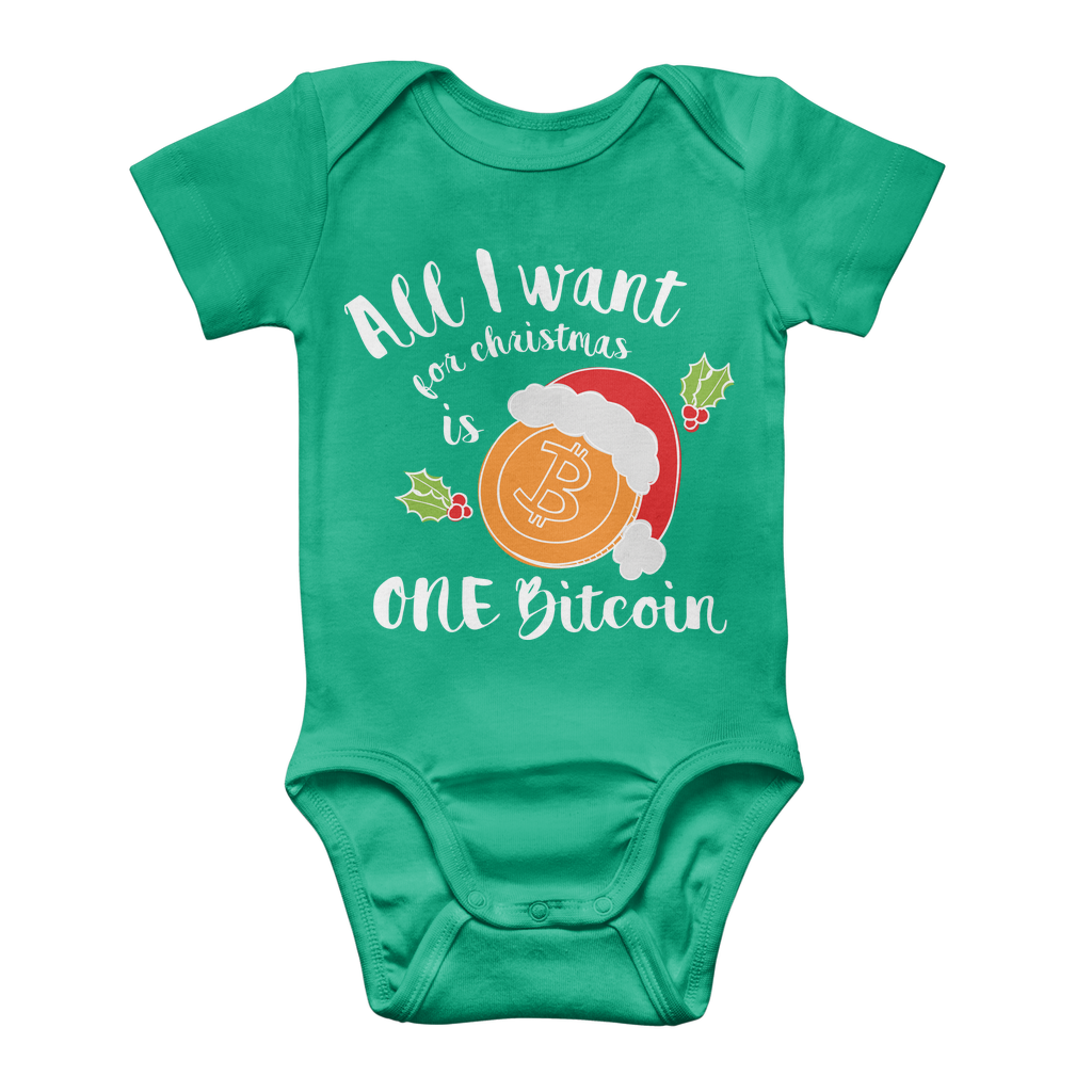 "All I Want for Christmas is One Bitcoin" Funny Baby Onesie
