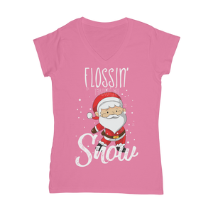 "Flossin' Through The Snow" V-Neck Shirt for Women