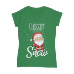 "Flossin' Through The Snow" V-Neck Shirt for Women